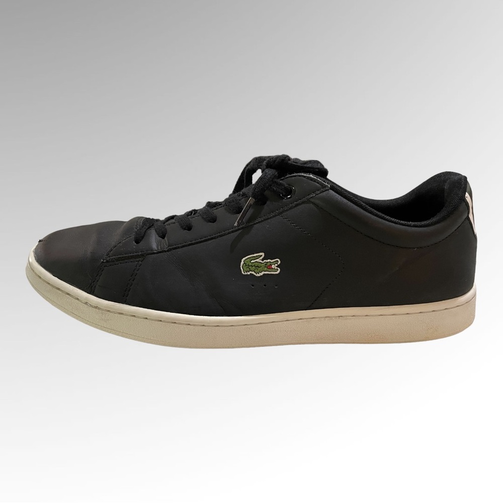LACOSTE Carnaby EVO Black Leather Sneakers Size 13